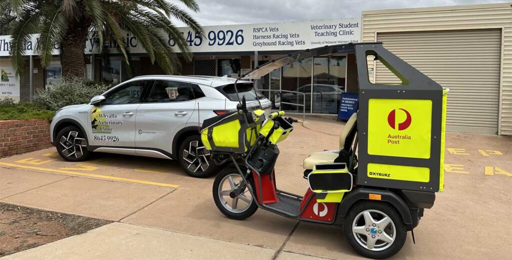 Australia Post Kyburz electric trikes Electric Vehicle Day Whyalla 2023